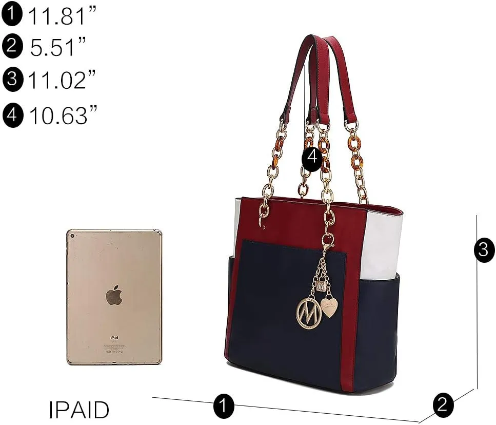 MKF 2-PC Set, Tote Bag for Women & Pouch Purse: PU Leather Handbag Pocketbook, Top-Handle Shoulder Strap