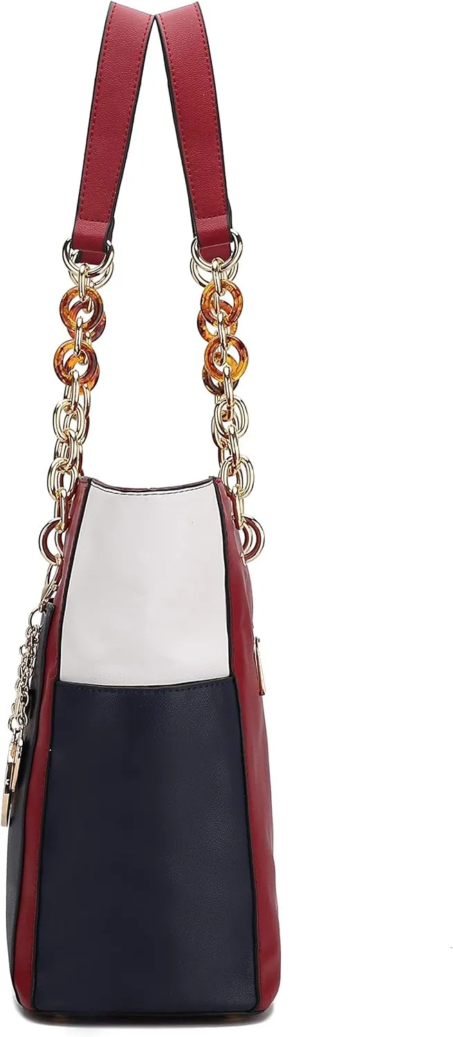 MKF 2-PC Set, Tote Bag for Women & Pouch Purse: PU Leather Handbag Pocketbook, Top-Handle Shoulder Strap