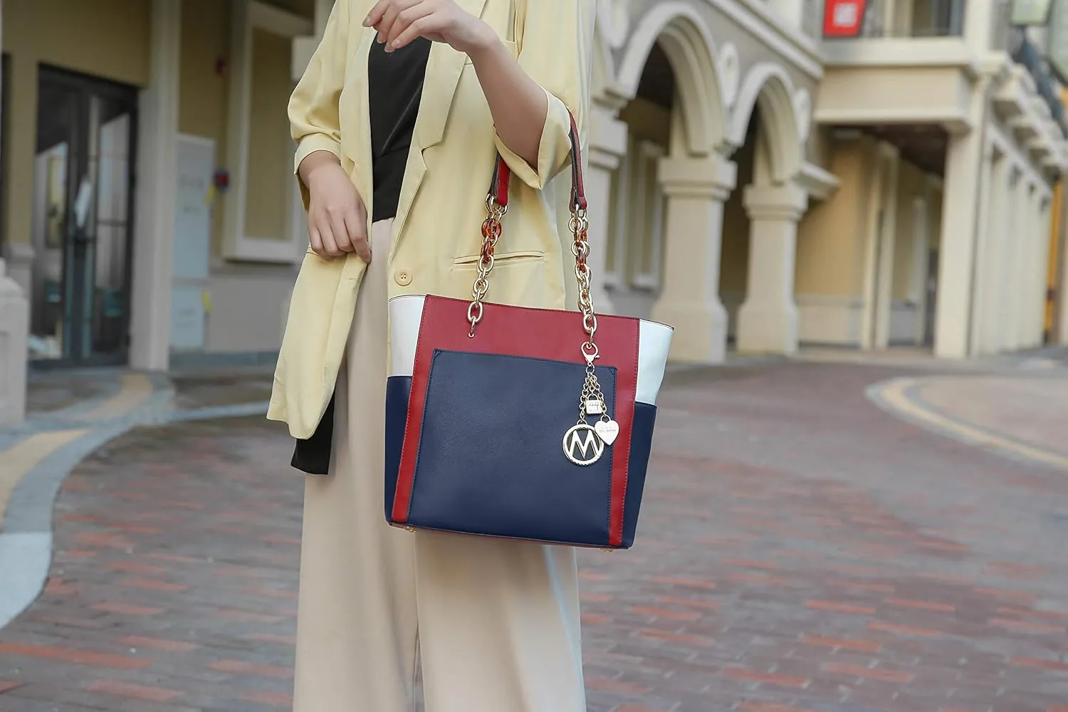 MKF 2-PC Set, Tote Bag for Women & Pouch Purse: PU Leather Handbag Pocketbook, Top-Handle Shoulder Strap