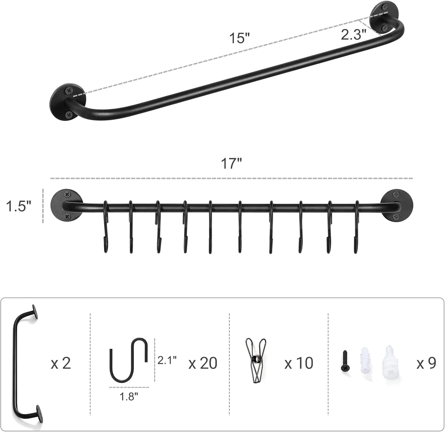 Mkono Hat Rack for Wall Baseball Cap Organizer Hanger with 20 Hooks Modern Metal Hat Holder Wall-Mounted Caps Display for Closet Door Bedroom Entryroom Laundry, Set of 2 Black