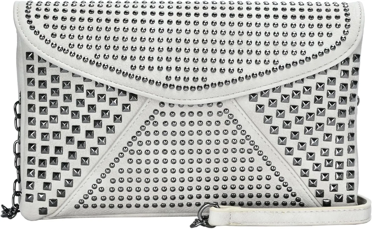 MMS Design Studio The Aryanna Crossbody, Studded Vegan Leather Crossbody Bag for Women, Detachable Crossbody Chain