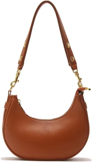 Mn&Sue Women's Leather Shoulder Purses Classic Medium Hobo Tote Bag Moon Crescent Design Ladies Handbag and Purse