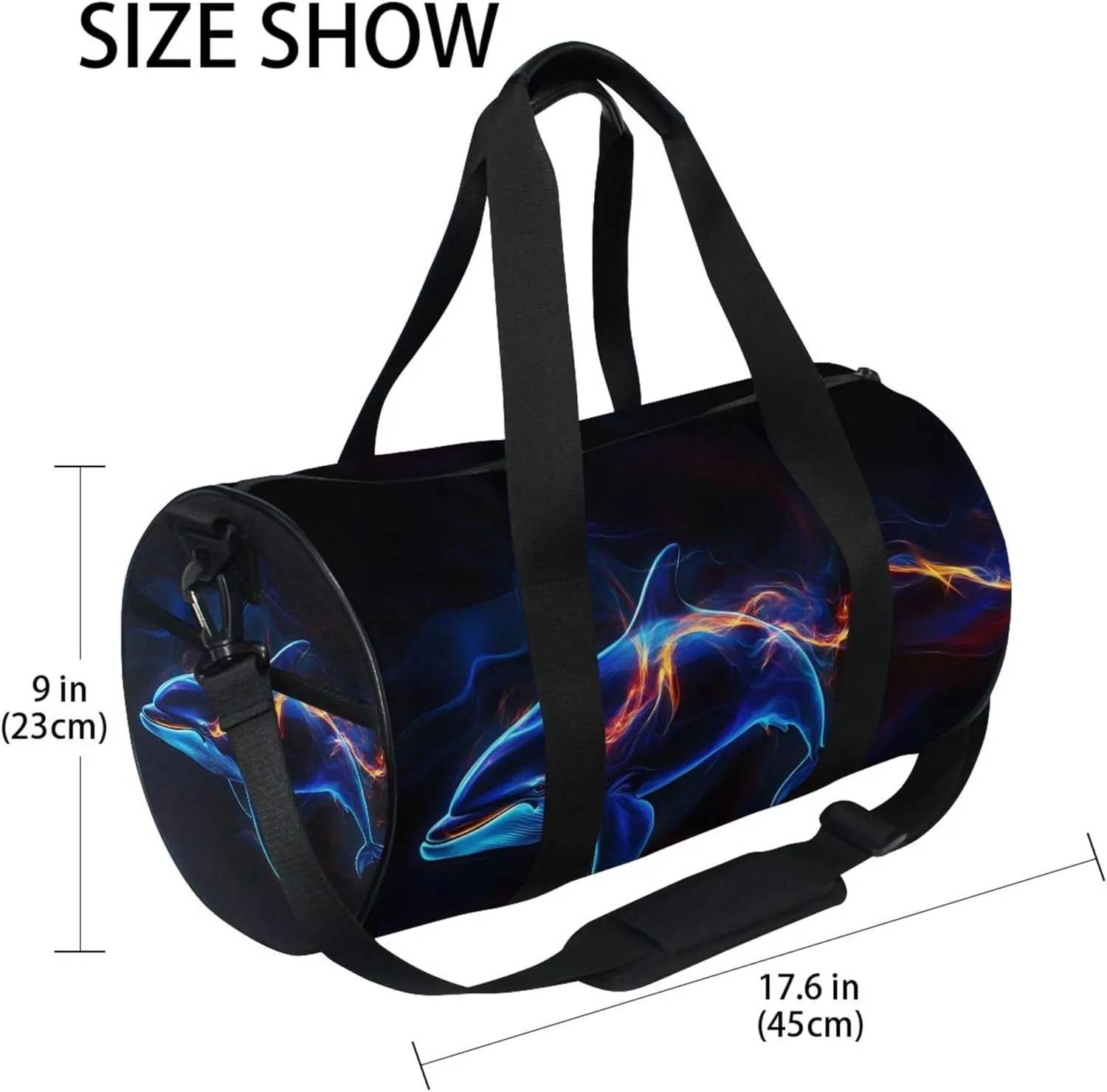 MNSRUU Sports Duffel Bags, Dolphin Athletic Gym Bag Overnight Workout Travel Tote Luggage for Men Women Yoga