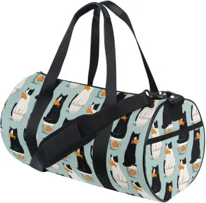 MNSRUU Sports Duffel Bags, Fish Cat Athletic Gym Bag Overnight Workout Travel Tote Luggage for Men Women Yoga