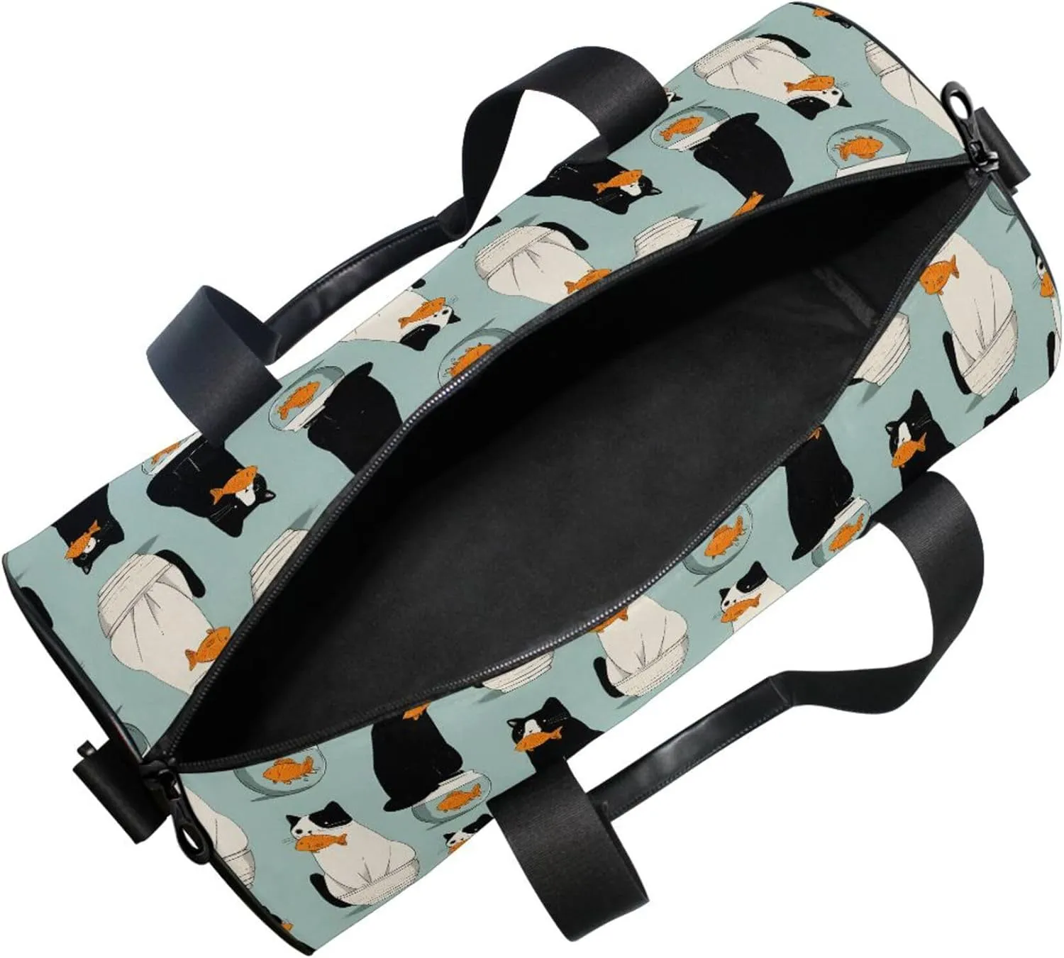 MNSRUU Sports Duffel Bags, Fish Cat Athletic Gym Bag Overnight Workout Travel Tote Luggage for Men Women Yoga