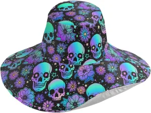 MNSRUU Wide Brim Hats Skull Sun Hat Packable Sun Visors Floppy Summer Beach Hat for UV Protection