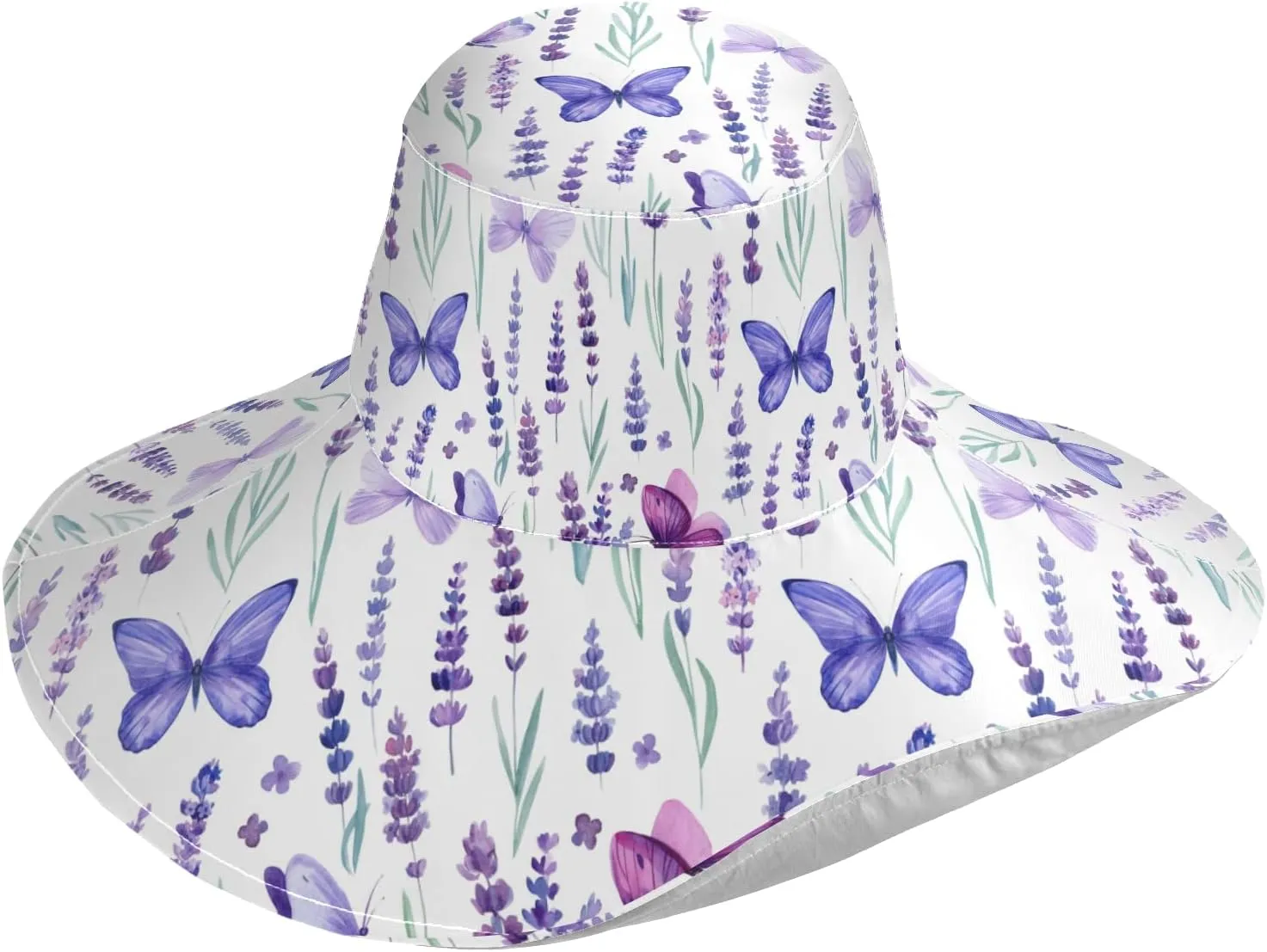 MNSRUU Wide Brim Hats Women Butterfly Sun Hat Packable Sun Visors Summer Beach Hat for UV Protection