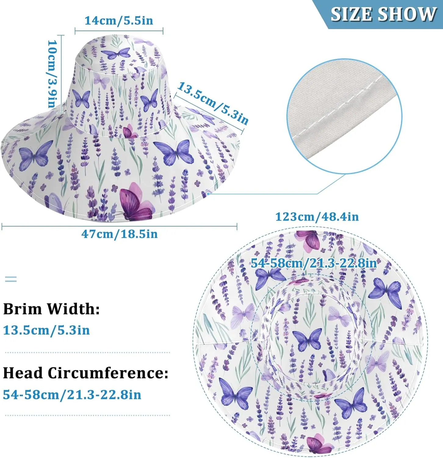 MNSRUU Wide Brim Hats Women Butterfly Sun Hat Packable Sun Visors Summer Beach Hat for UV Protection