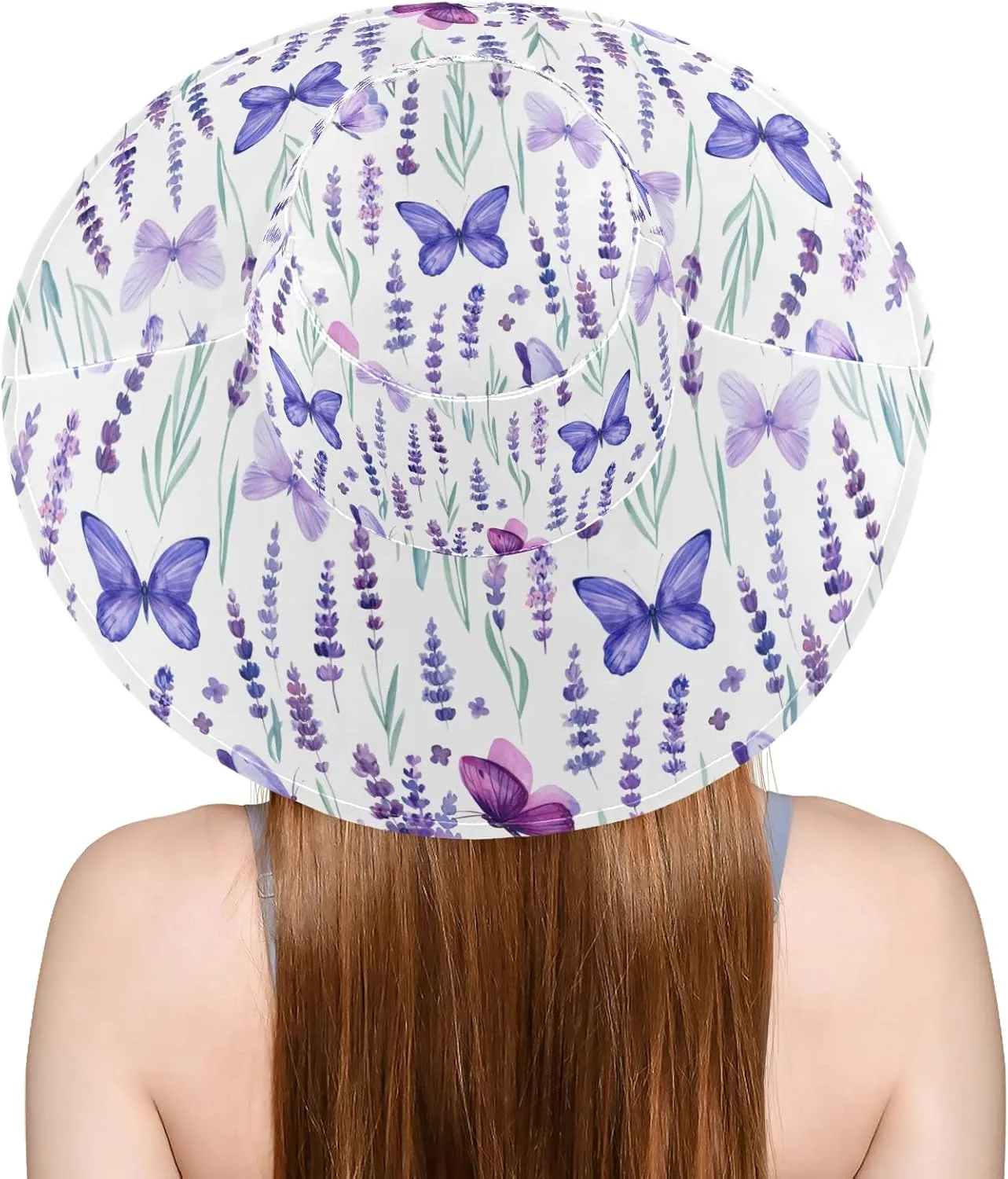 MNSRUU Wide Brim Hats Women Butterfly Sun Hat Packable Sun Visors Summer Beach Hat for UV Protection
