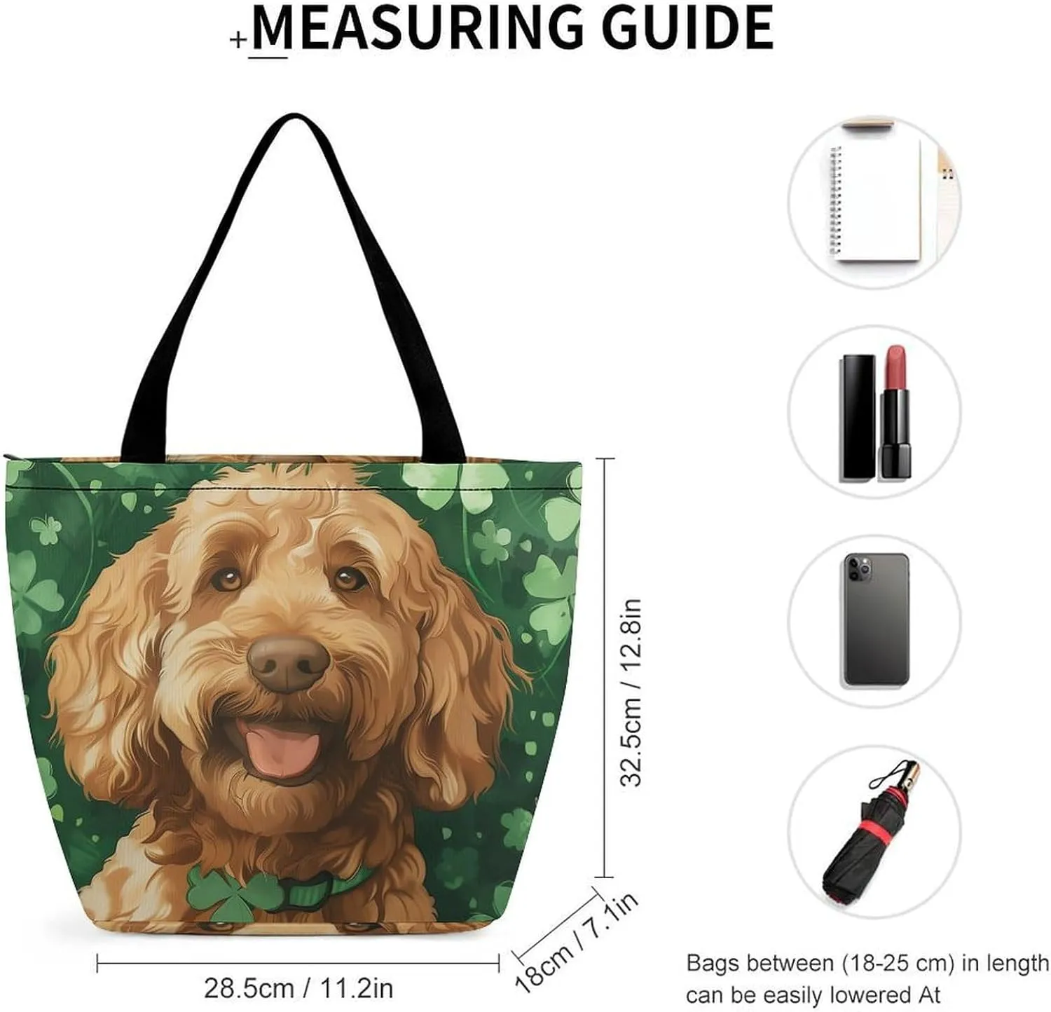 MoBlinko Border Collie Dog St Patrick's Day Women Tote Bags Yoga Reusable Grocery Bagsshoulder Bag Handbag with Zipper