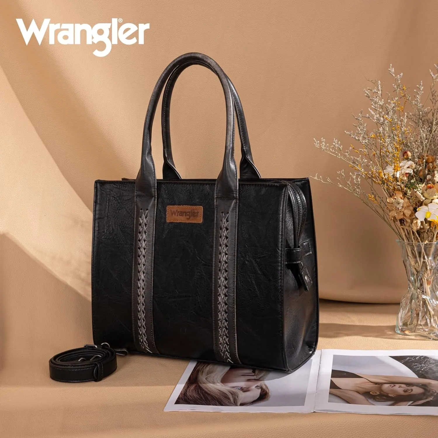 Montana West Wrangler Purse for Women Large Work Tote Bags with Strap Vintage Top-Handle Handbags