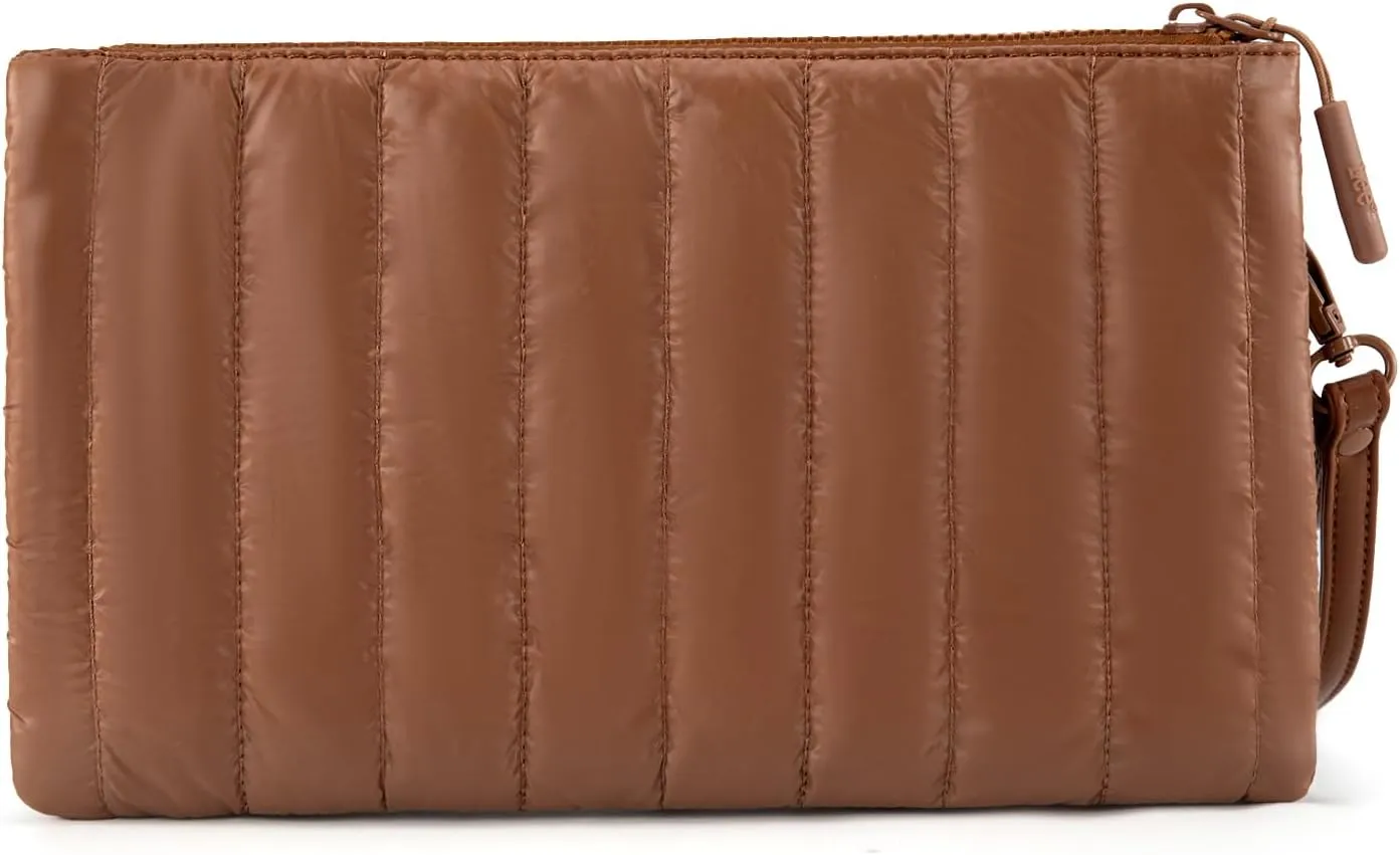 Montana West x Lee Large Wristlet Purse for Women Quilted Puffer Clutch Slim Wallet Handbags Holder Cell Phone Organizer