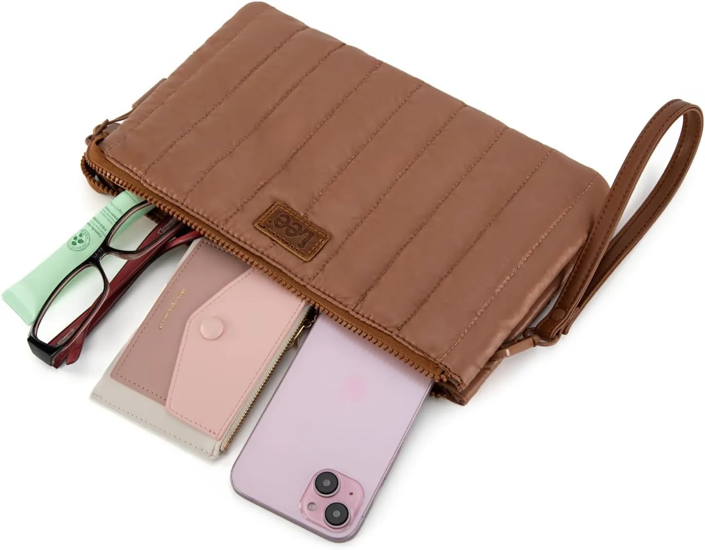 Montana West x Lee Large Wristlet Purse for Women Quilted Puffer Clutch Slim Wallet Handbags Holder Cell Phone Organizer