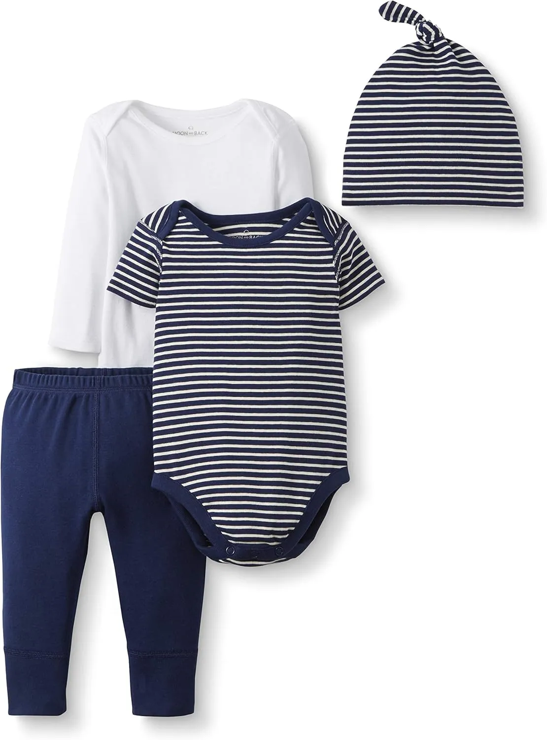 Moon and Back Hanna Andersson Baby Girls' Organic Cotton Bodysuit, Pant and Cap Gift Set