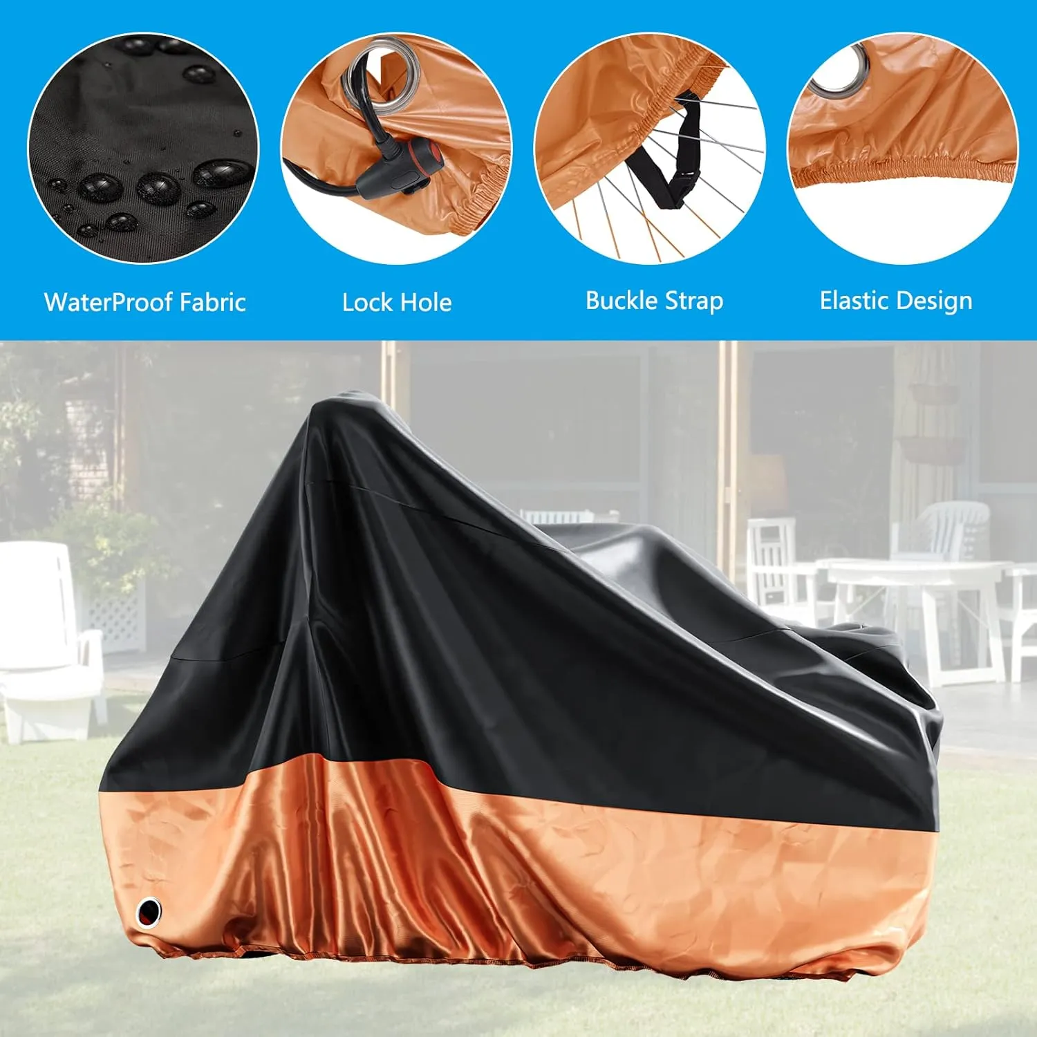 MOPHOTO Bike Cover Adult Tricycle Cover for Outdoor Bicycle Storage, Heavy Duty Waterproof Cover for Tricycle Trike Bikes