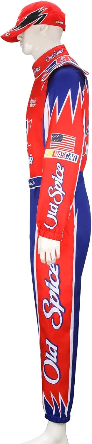 MORROWIND Ricky Bobby Racing Costume Jumpsuit Cap Hat Outfit Adult Men Talladega Nights Halloween Cosplay Party Full Suit Set