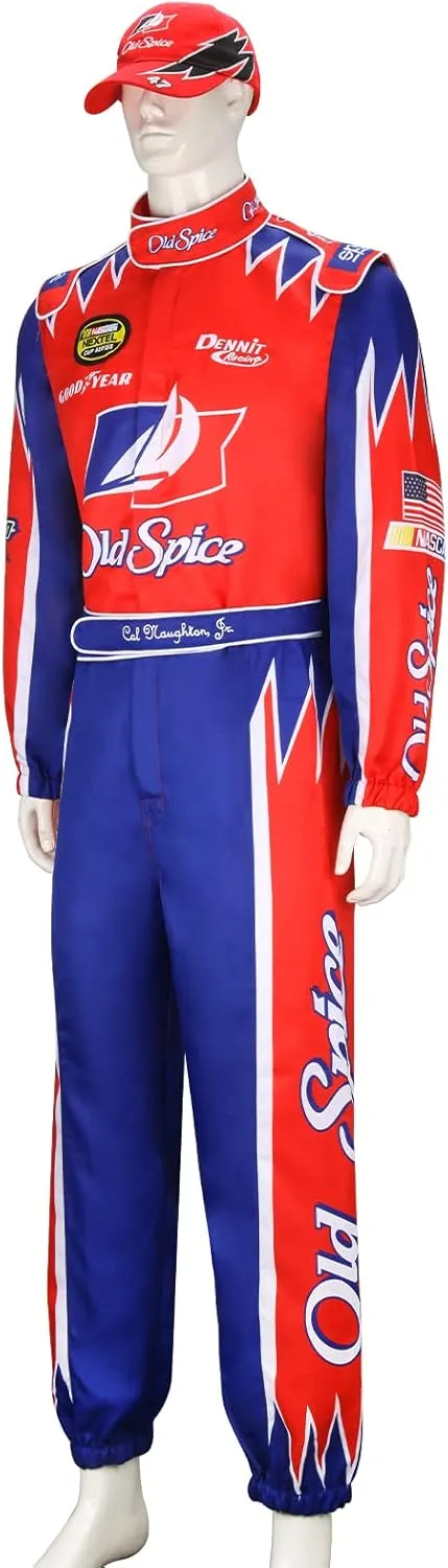 MORROWIND Ricky Bobby Racing Costume Jumpsuit Cap Hat Outfit Adult Men Talladega Nights Halloween Cosplay Party Full Suit Set