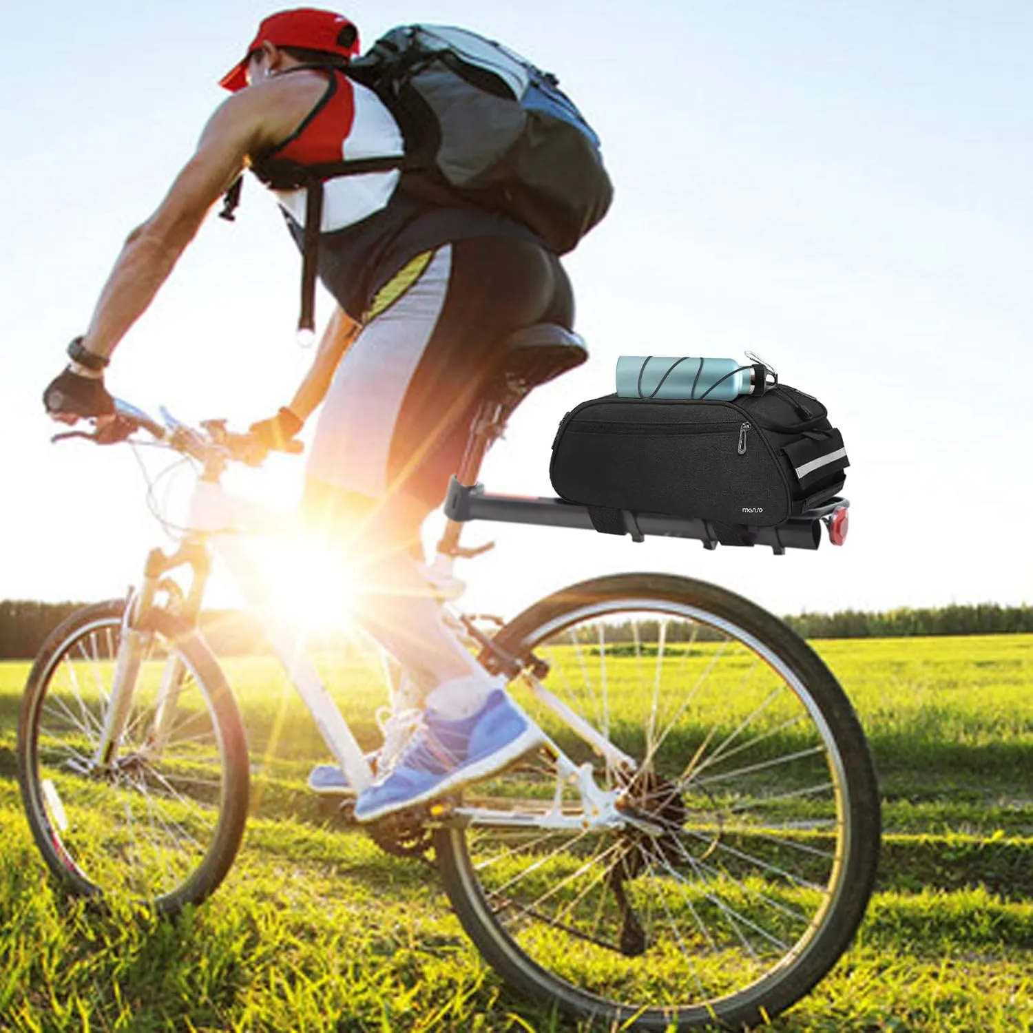 MOSISO Bike Rack Bag, Waterproof Bicycle Trunk Pannier Rear Seat Pouch Cycling Bike Carrier Backseat Storage Luggage Saddle Shoulder Bag
