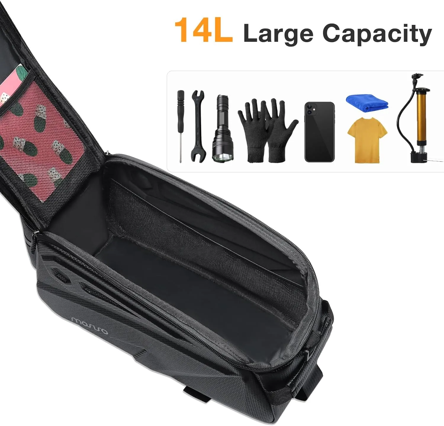 MOSISO Bike Rack Bag, Waterproof Bike Rear Rack Handbag Bicycle Trunk Bag, 14L EVA Mountain Bicycle Rear Seat Storage Saddle Pouch Cycling Luggage Pouch with Shoulder Strap, Orange