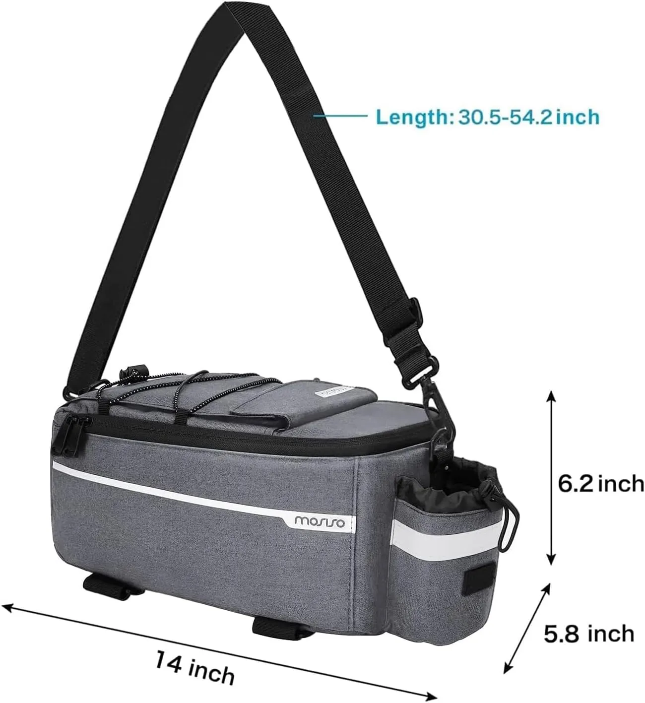MOSISO Bike Rack Bag, Waterproof Bike Trunk Cooler Pouch Insulated Bicycle Rear Seat Pouch Cycling Backseat Storage Cargo Luggage Saddle Shoulder Bag
