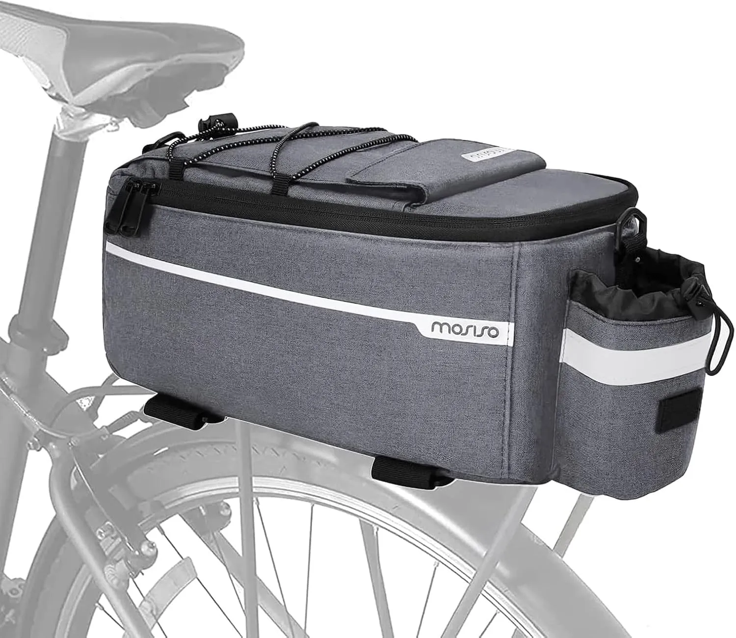 MOSISO Bike Rack Bag, Waterproof Bike Trunk Cooler Pouch Insulated Bicycle Rear Seat Pouch Cycling Backseat Storage Cargo Luggage Saddle Shoulder Bag