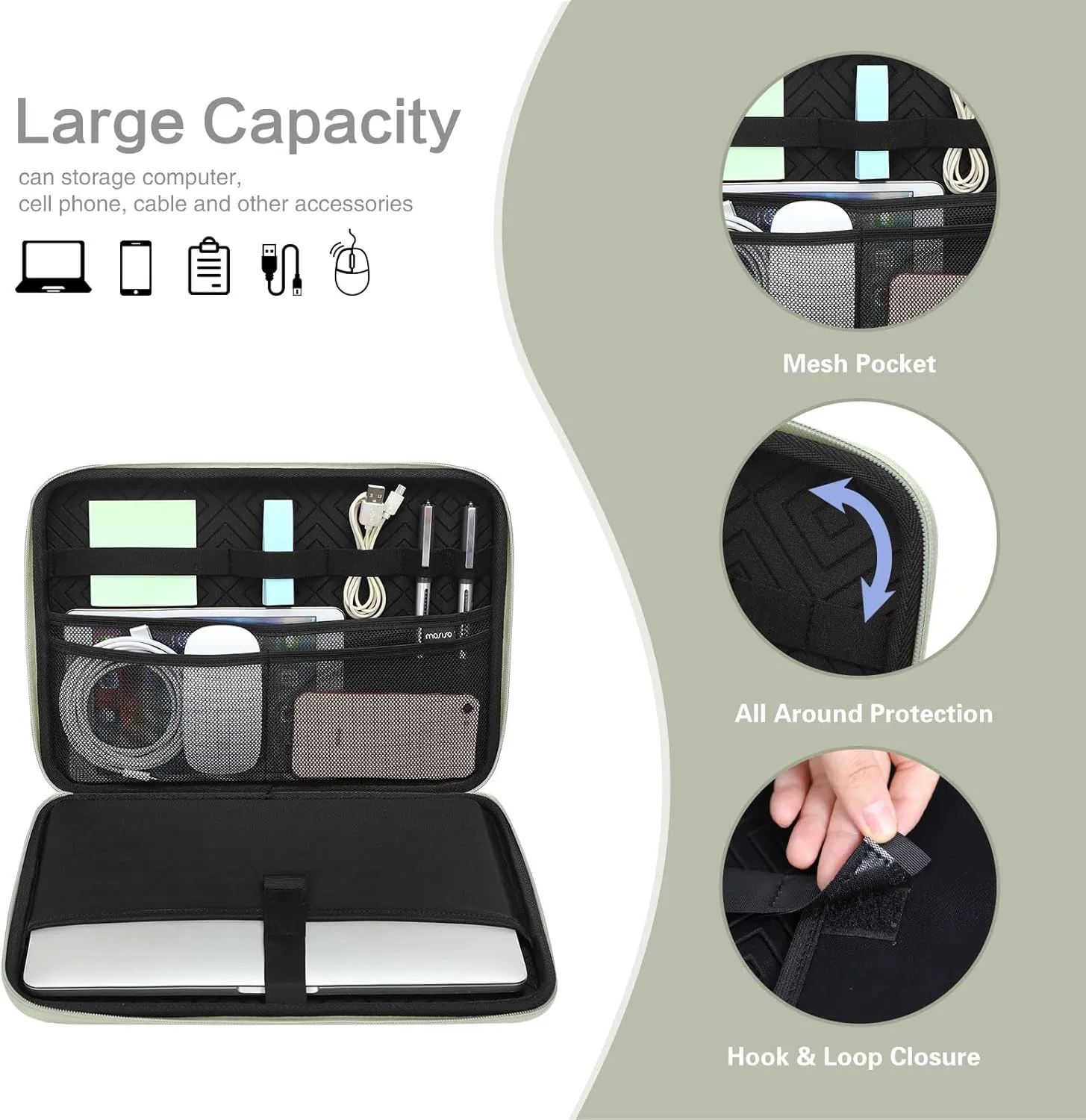 MOSISO Laptop Shoulder Bag Compatible with MacBook Pro 14 inch 2025-2021 M4 M3 M2 M1 Pro/Max Chip, Waterproof Shockproof Carrying Case Bag, Antique Green