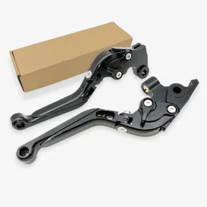 Motorcycle Brake Clutch Levers Set Compatible with KOVE 450RR Foldable Extendable Aluminum CNC Accessories (Black `Black)