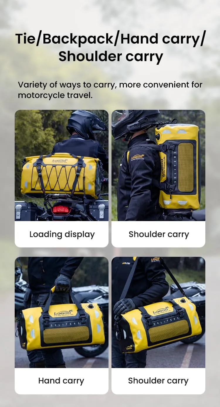 Motorcycle Travel Luggage Bag, Motorcycle Luggage Bag, Skiing, Hiking, Camping, Rowing, Cycling, Fishing, Outdoor Luggage Bag (Black, 50L)