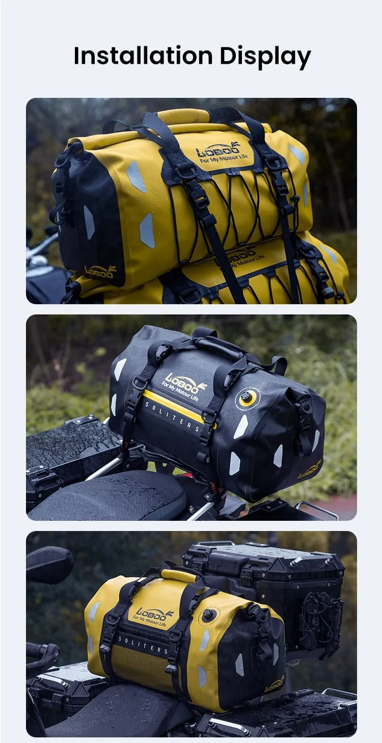 Motorcycle Travel Luggage Bag, Motorcycle Luggage Bag, Skiing, Hiking, Camping, Rowing, Cycling, Fishing, Outdoor Luggage Bag (Black, 50L)