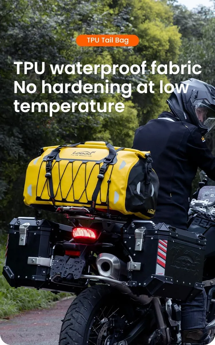 Motorcycle Travel Luggage Bag, Motorcycle Luggage Bag, Skiing, Hiking, Camping, Rowing, Cycling, Fishing, Outdoor Luggage Bag (Black, 50L)