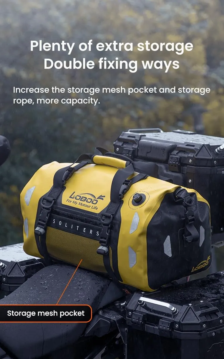 Motorcycle Travel Luggage Bag, Motorcycle Luggage Bag, Skiing, Hiking, Camping, Rowing, Cycling, Fishing, Outdoor Luggage Bag (Black, 50L)