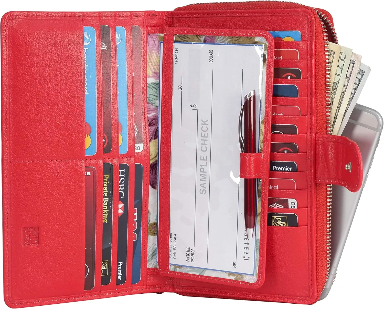Mou Meraki Big Fat RFID Blocking Leather Organizer Checkbook Wallets For Women - Clutch