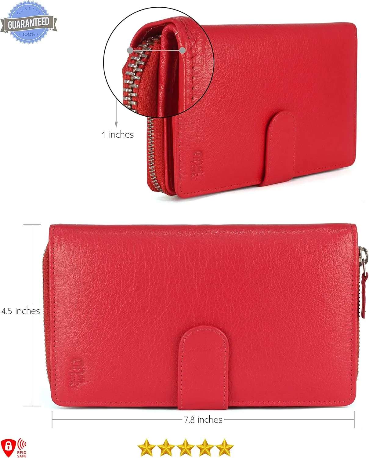 Mou Meraki Big Fat RFID Blocking Leather Organizer Checkbook Wallets For Women - Clutch