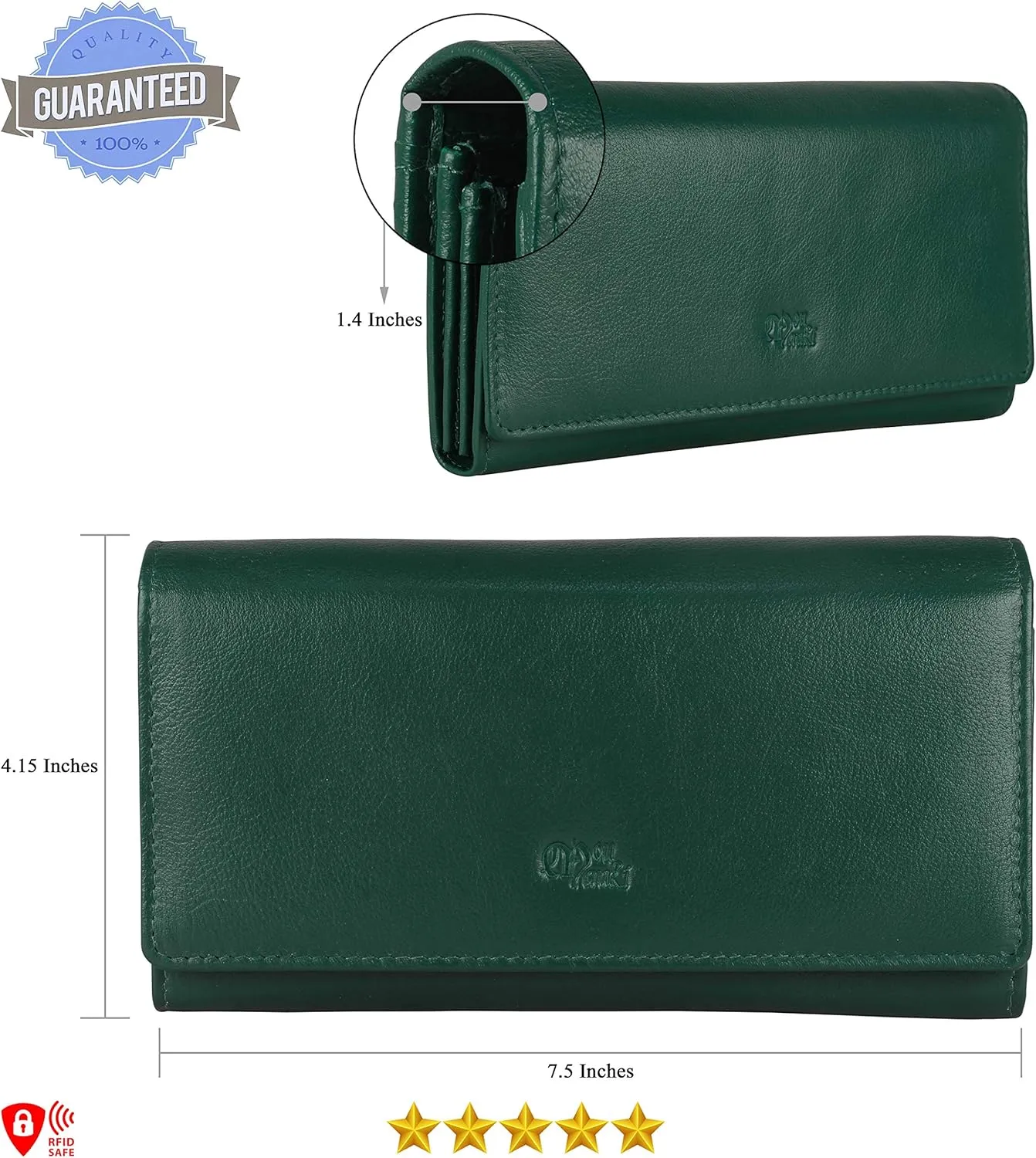 Mou Meraki Women RFID Blocking Genuine Leather Bifold Wallet-Clutch For Women-Shield Against Identity Theft