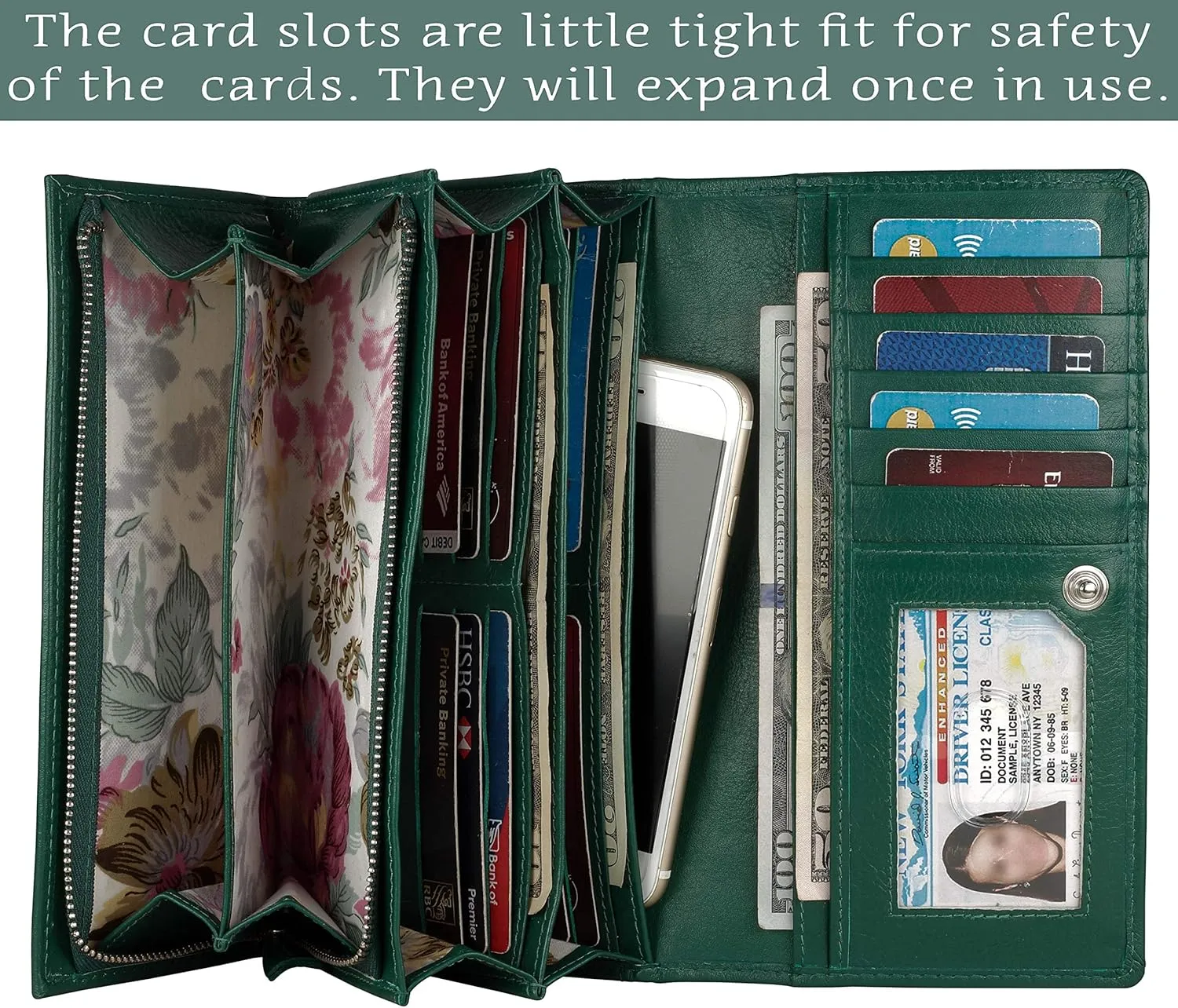 Mou Meraki Women RFID Blocking Genuine Leather Bifold Wallet-Clutch For Women-Shield Against Identity Theft