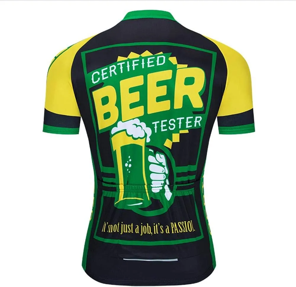 MOXILYN Men Cycling Shirts Mountain Bike Shirts Short Sleeve 3D Beer Cycling Jersey - Funny Bicycle T-Shirt