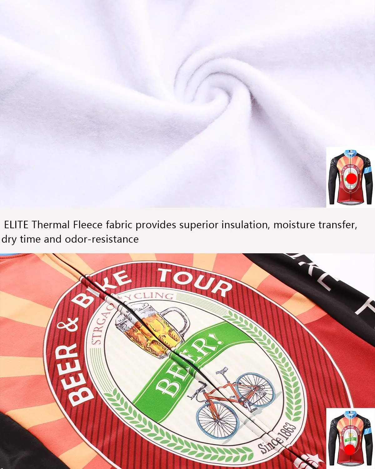 MR Strgao Men's Cycling Winter Thermal Jacket Windproof Long Sleeves Bike Jersey Bicycle Coat