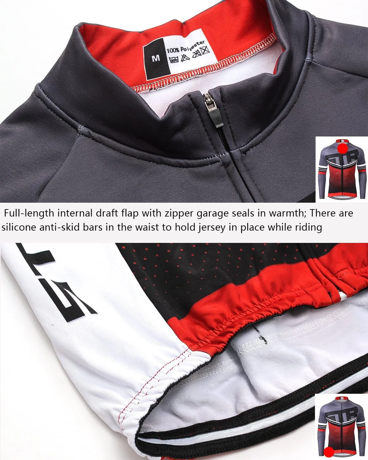 MR Strgao Men's Cycling Winter Thermal Jacket Windproof Long Sleeves Bike Jersey Bicycle Coat