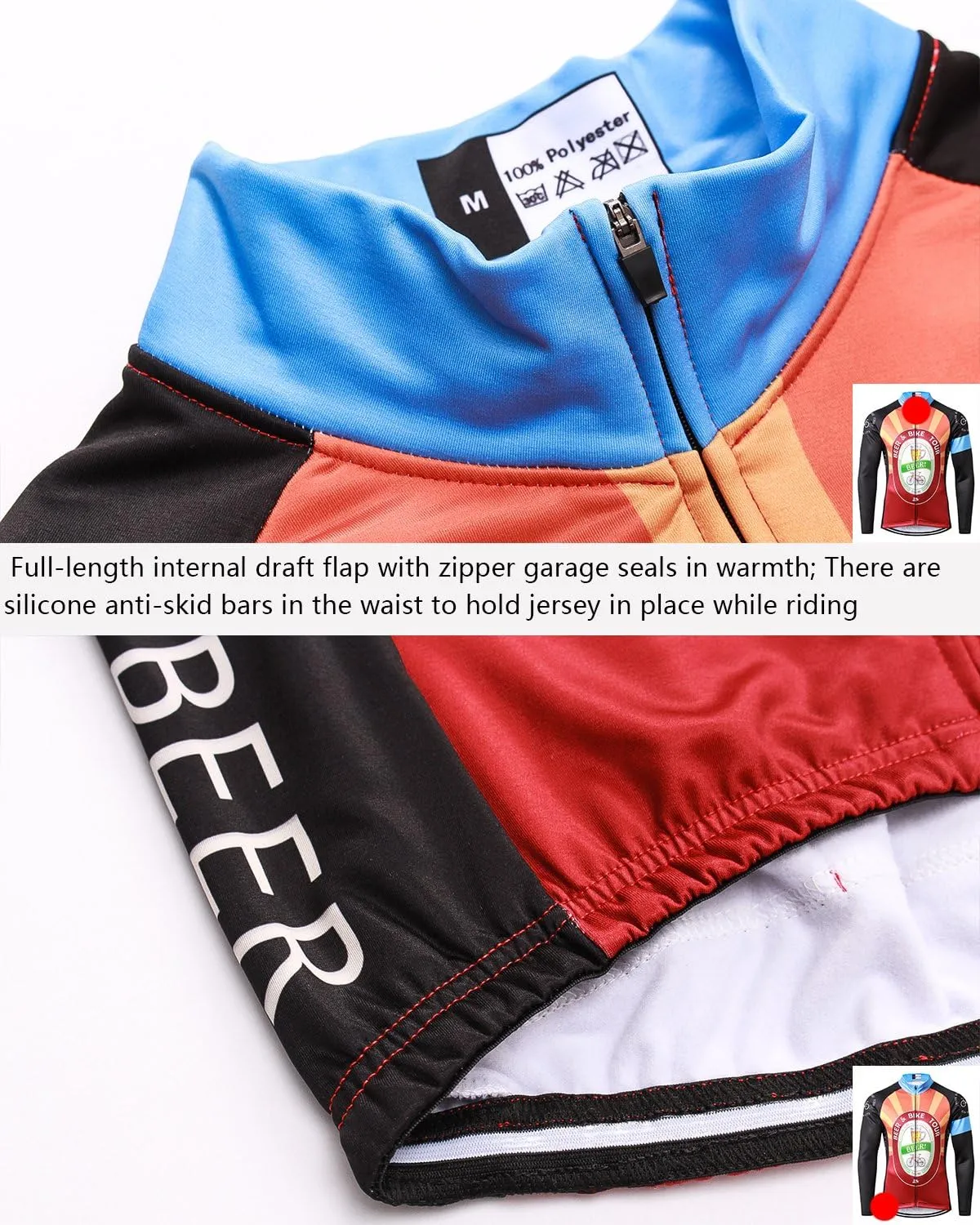 MR Strgao Men's Cycling Winter Thermal Jacket Windproof Long Sleeves Bike Jersey Bicycle Coat