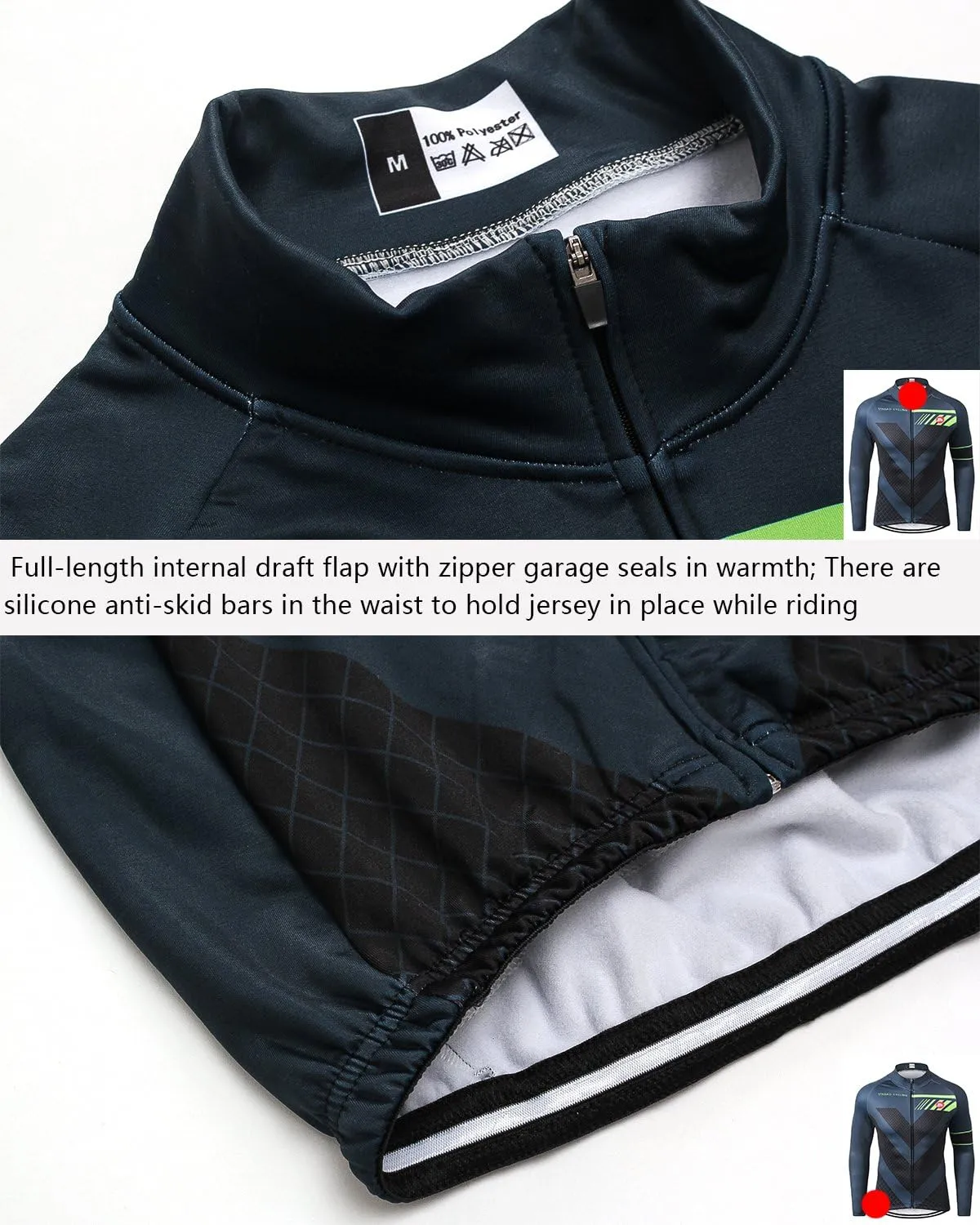 MR Strgao Men's Cycling Winter Thermal Jacket Windproof Long Sleeves Bike Jersey Bicycle Coat