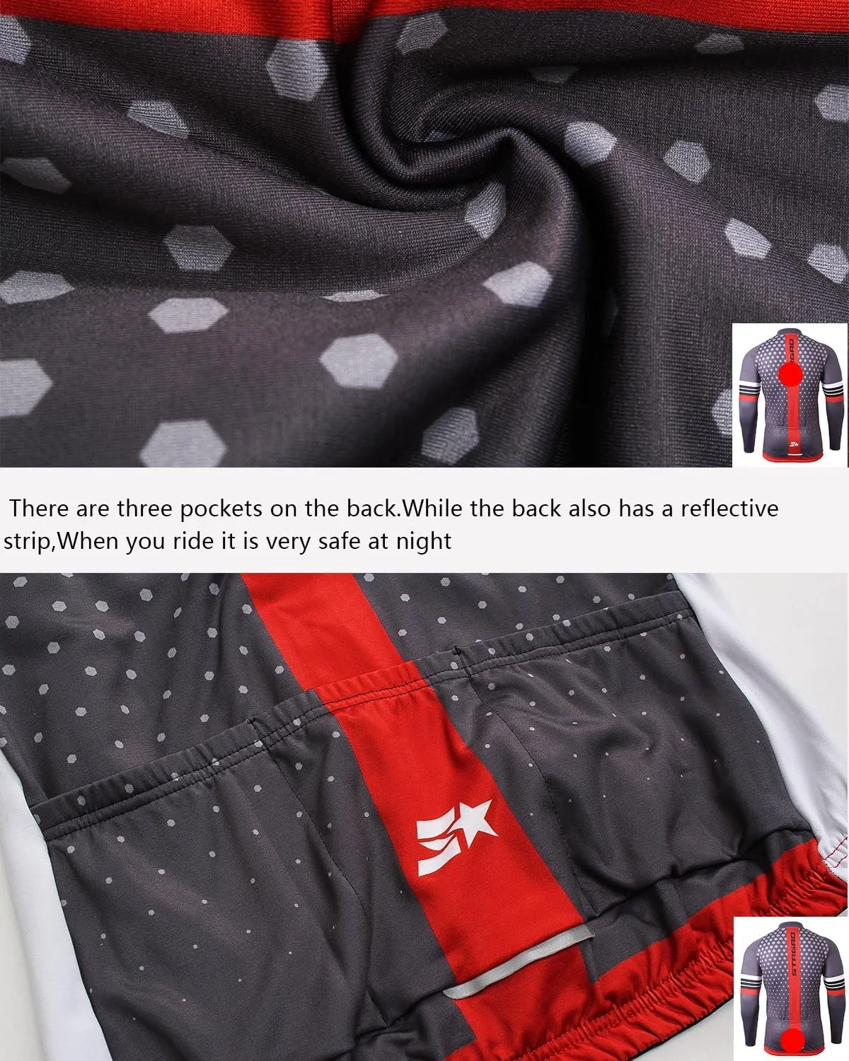 MR Strgao Men's Cycling Winter Thermal Jacket Windproof Long Sleeves Bike Jersey Bicycle Coat