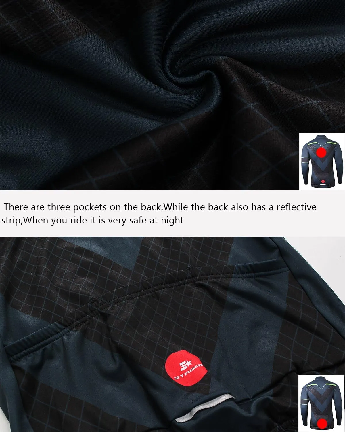 MR Strgao Men's Cycling Winter Thermal Jacket Windproof Long Sleeves Bike Jersey Bicycle Coat