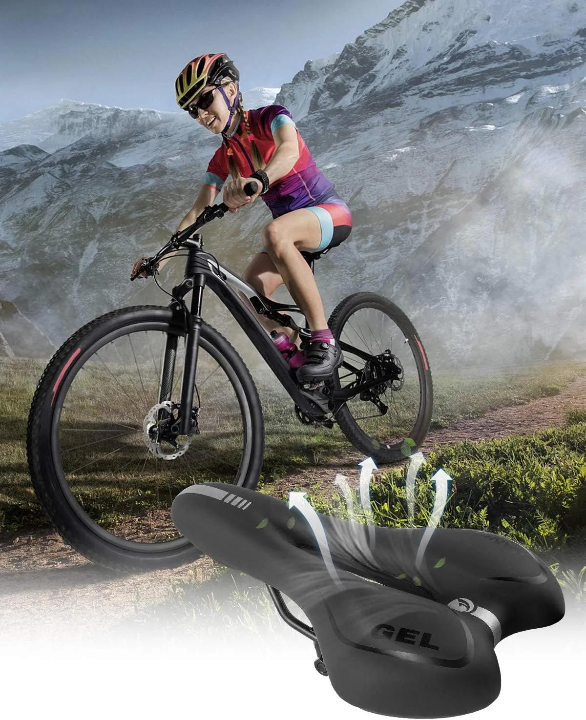 MSDADA Gel Bike Seat Bicycle Saddle for Men & Women, Waterproof Bicycle Seat Comfortable Soft Cushion