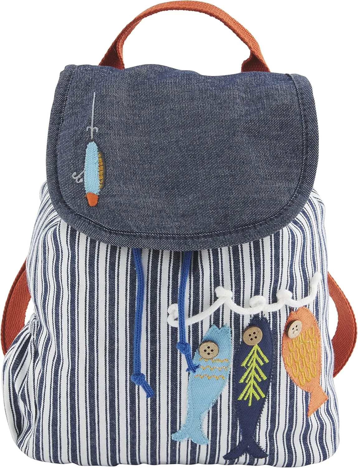Mud Pie Boys Little Drawstring Backpack, Fishing, 11 1/2" x 9 1/2"