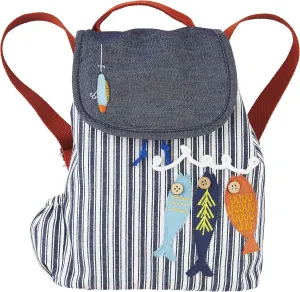 Mud Pie Boys Little Drawstring Backpack, Fishing, 11 1/2" x 9 1/2"