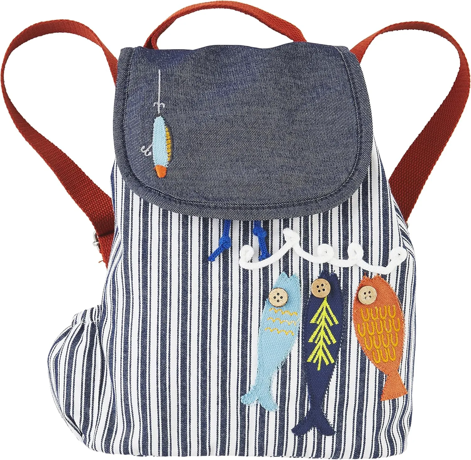 Mud Pie Boys Little Drawstring Backpack, Fishing, 11 1/2" x 9 1/2"
