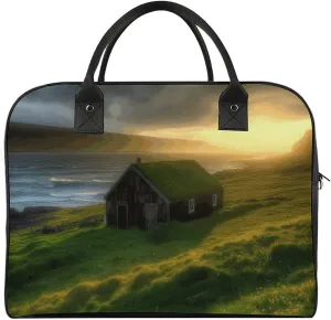 Multi-functional Travel Bag, Hut Grass Sun Rays Print Travel Handbag Travel Tote Bag Carry-on Bag Overnight Bag Weekend Bag