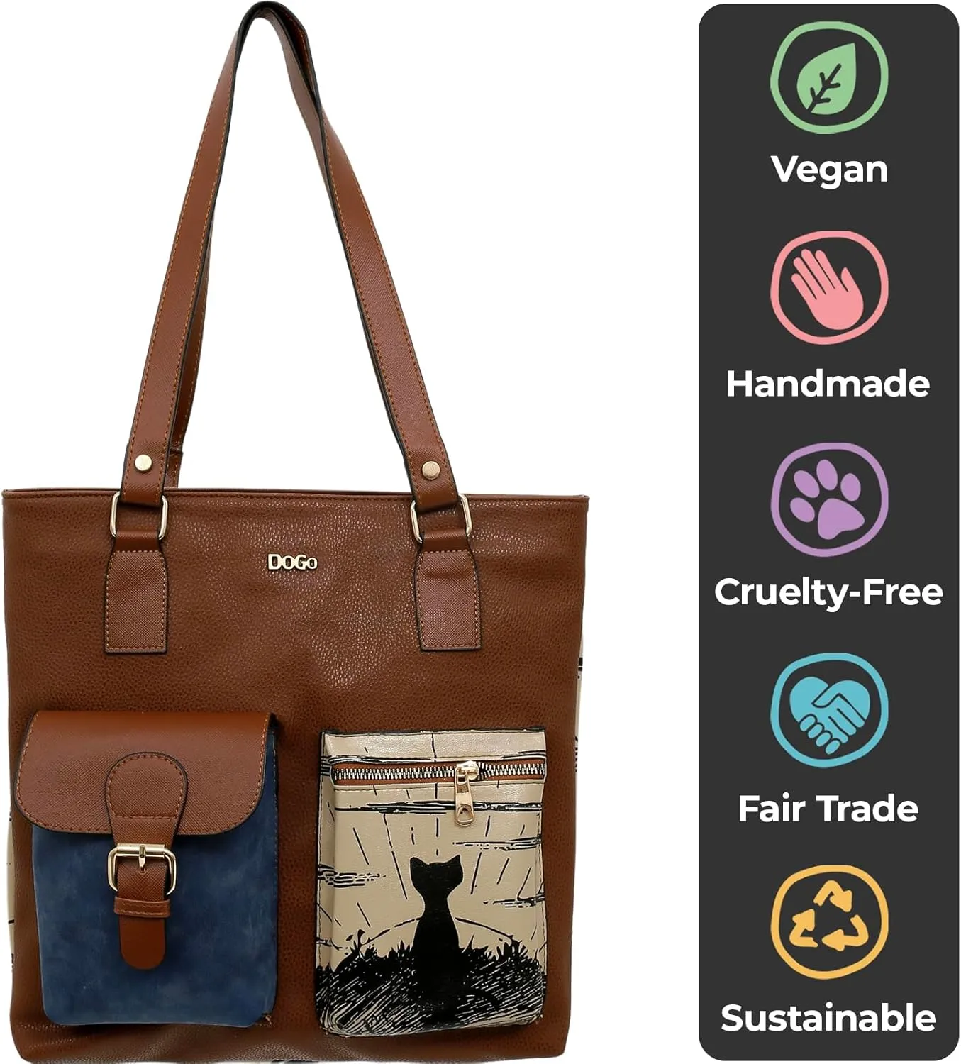 Multi Pocket Shoulder Bags for Women - Vegan Leather and Unique Design Handmade Womens Bags