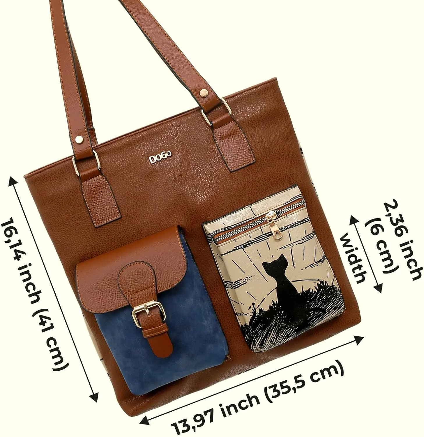 Multi Pocket Shoulder Bags for Women - Vegan Leather and Unique Design Handmade Womens Bags