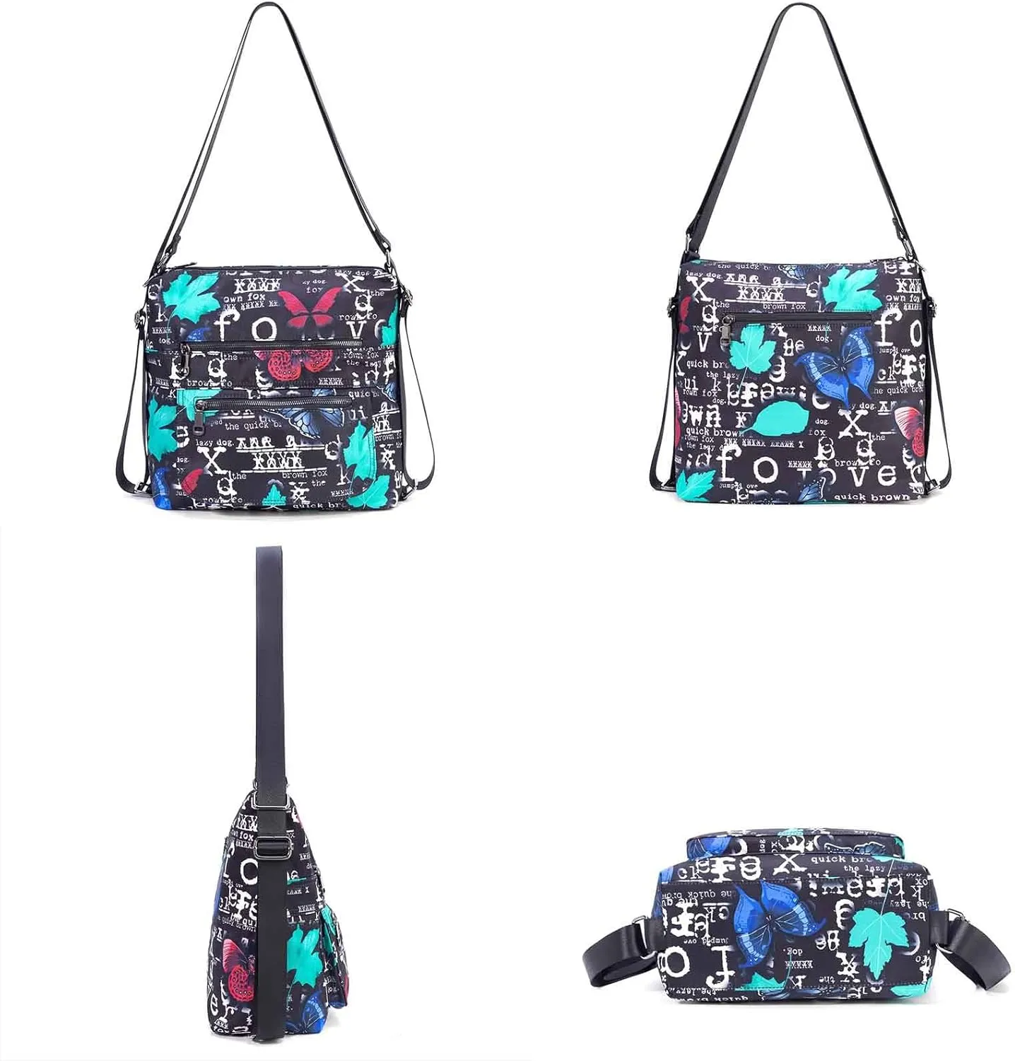 Multiple Compartments Satchel Handbags Waterproof Nylon Crossbody Bags for Women Adjustable Strap Tote for Ladies